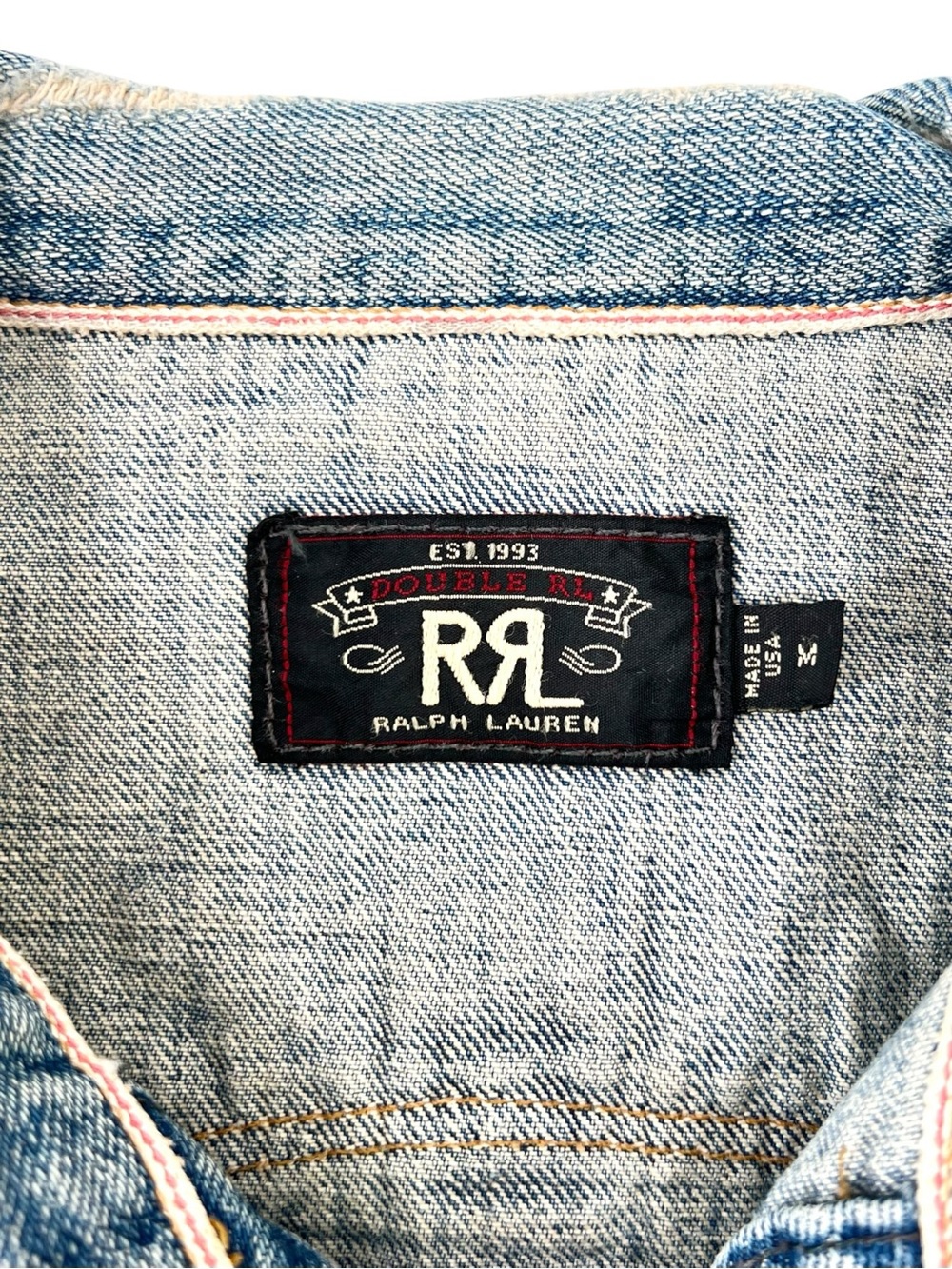 RRL Ralph Lauren Double RL Light Wash Distressed Denim Jacket sz M - Picture 8 of 10